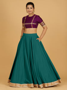 Zainab x Tyohaar | Peacock Green Panelled Lehenga Skirt