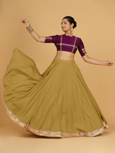 Zainab x Tyohaar | Dijon Mustard Panelled Lehenga Skirt