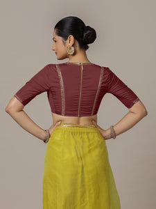 Zohra x Luxe | Burgundy Saree Blouse w/ FlexiFit™ Side Seam