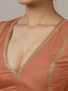 Zohra x Luxe | Metallic Copper Saree Blouse w/ FlexiFit™ Side Seam