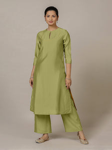 Zoya x Rozaana | A Line Kurta in Pista Green with Thread Work | Coords or Only Kurta