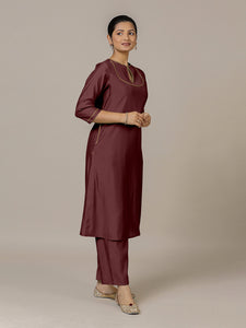 Zoya x Rozaana | A Line Kurta in Deep Maroon with Thread Work | Coords or Only Kurta