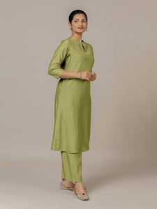 Zoya x Rozaana | A Line Kurta in Pista Green with Thread Work | Coords or Only Kurta