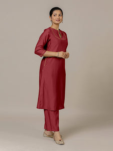 Zoya x Rozaana | A Line Kurta in Scarlet Red with Thread Work | Coords or Only Kurta