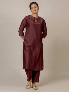 Zoya x Rozaana | A Line Kurta in Deep Maroon with Thread Work | Coords or Only Kurta