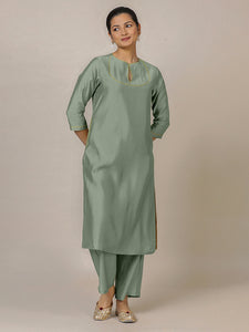 Zoya x Rozaana | A Line Kurta in Mint Green with Thread Work | Coords or Only Kurta