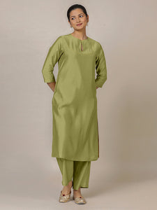 Zoya x Rozaana | A Line Kurta in Pista Green with Thread Work | Coords or Only Kurta