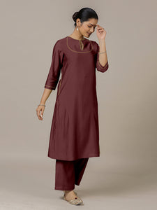 Zoya x Rozaana | A Line Kurta in Deep Maroon with Thread Work | Coords or Only Kurta