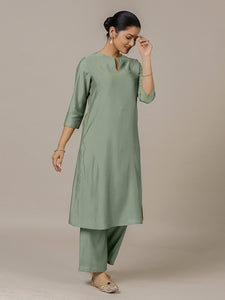 Zoya x Rozaana | A Line Kurta in Mint Green with Thread Work | Coords or Only Kurta