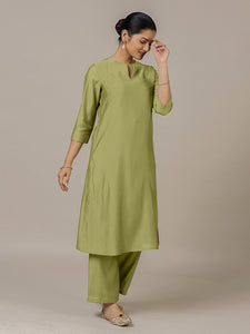 Zoya x Rozaana | A Line Kurta in Pista Green with Thread Work | Coords or Only Kurta