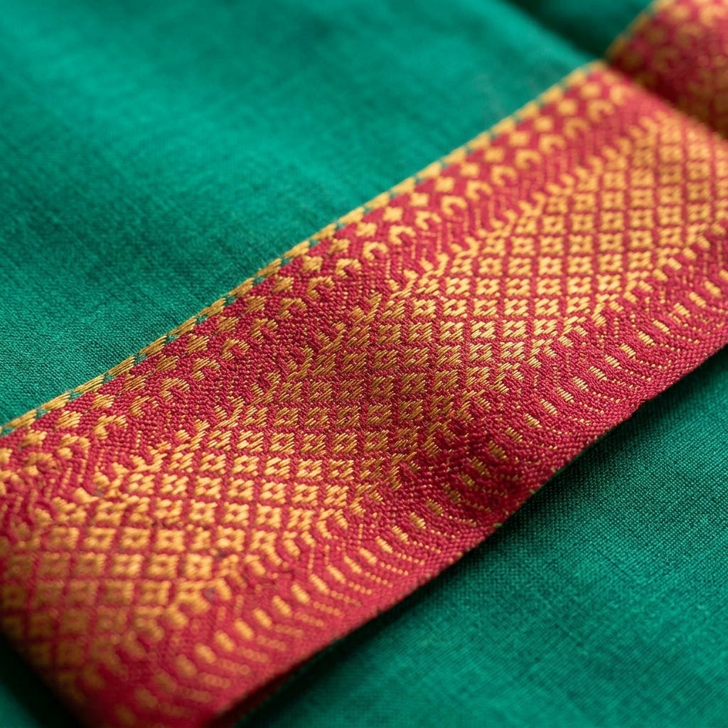 Gungun x Tyohaar | Green Mangalgiri Cotton Ready-To-Wear Saree