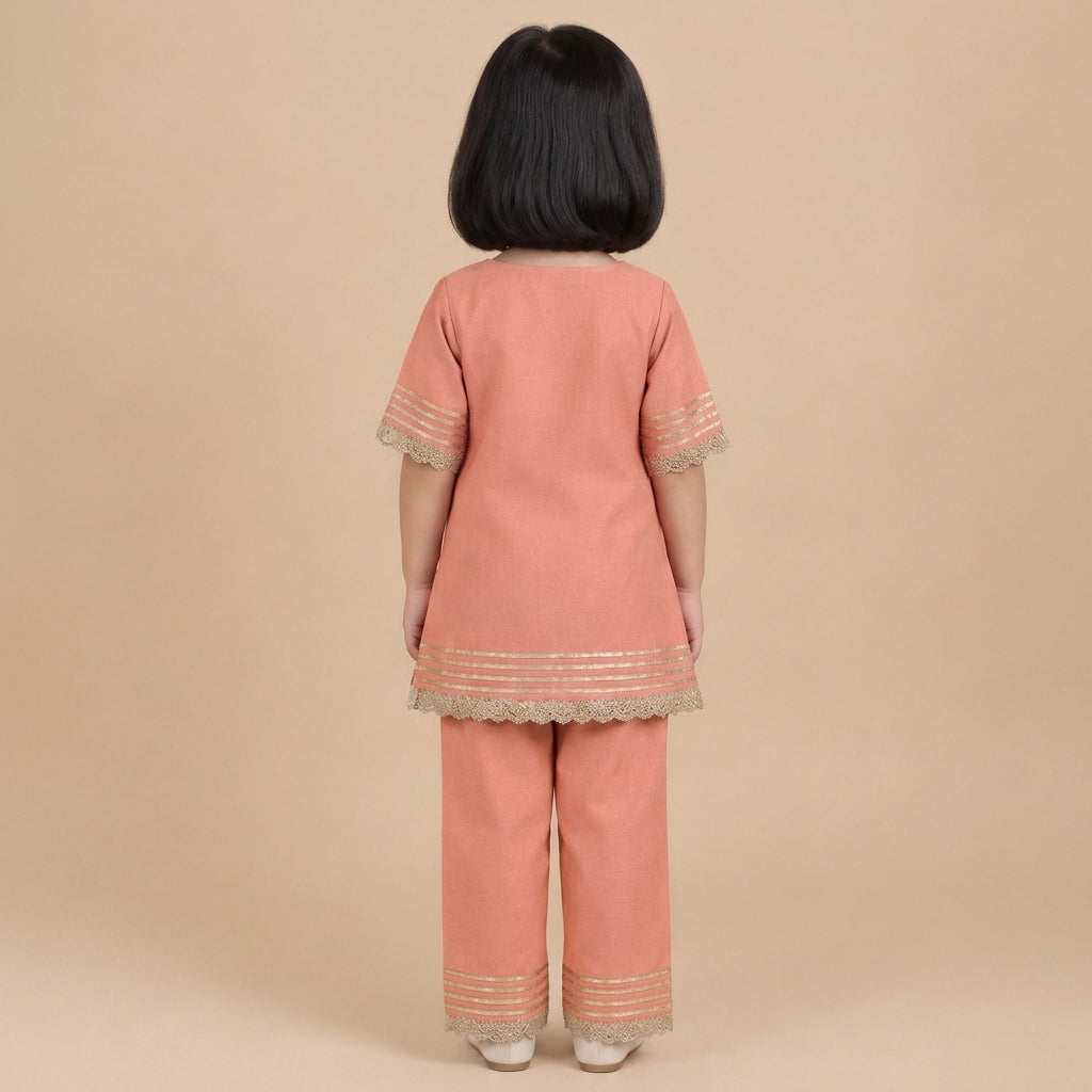 Afiya x Tyohaar | Sea Pink Solid Viscose Straight Kurta & Pant Set