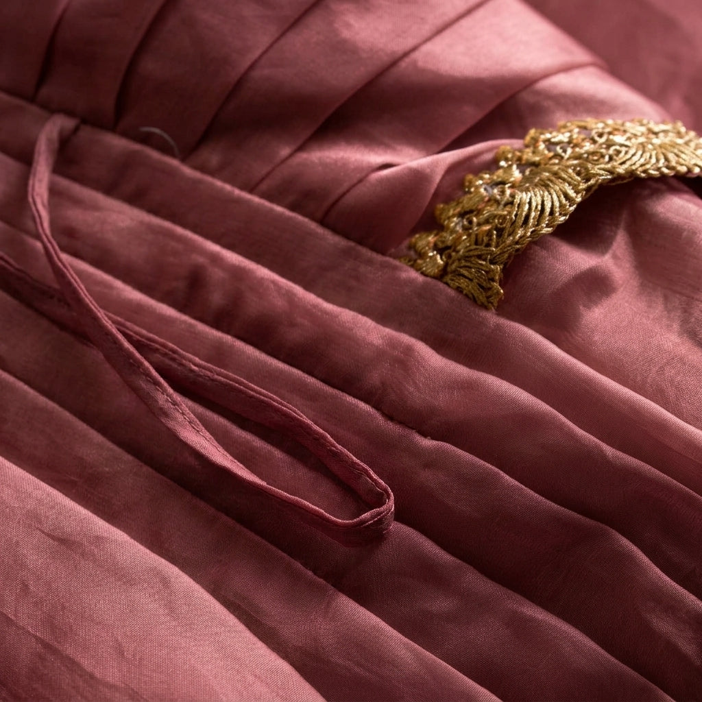 Nureh x Tyohaar | Ruby Bloom Shimmer Tissue Skirt Style Saree