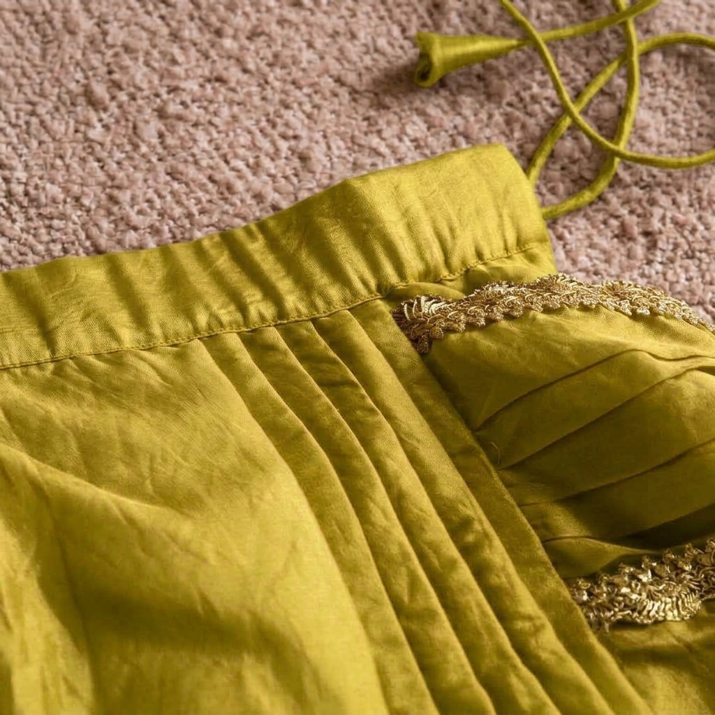 Chanchal x Tyohaar | Lumina Yellow Viscose Organza Skirt Style Saree