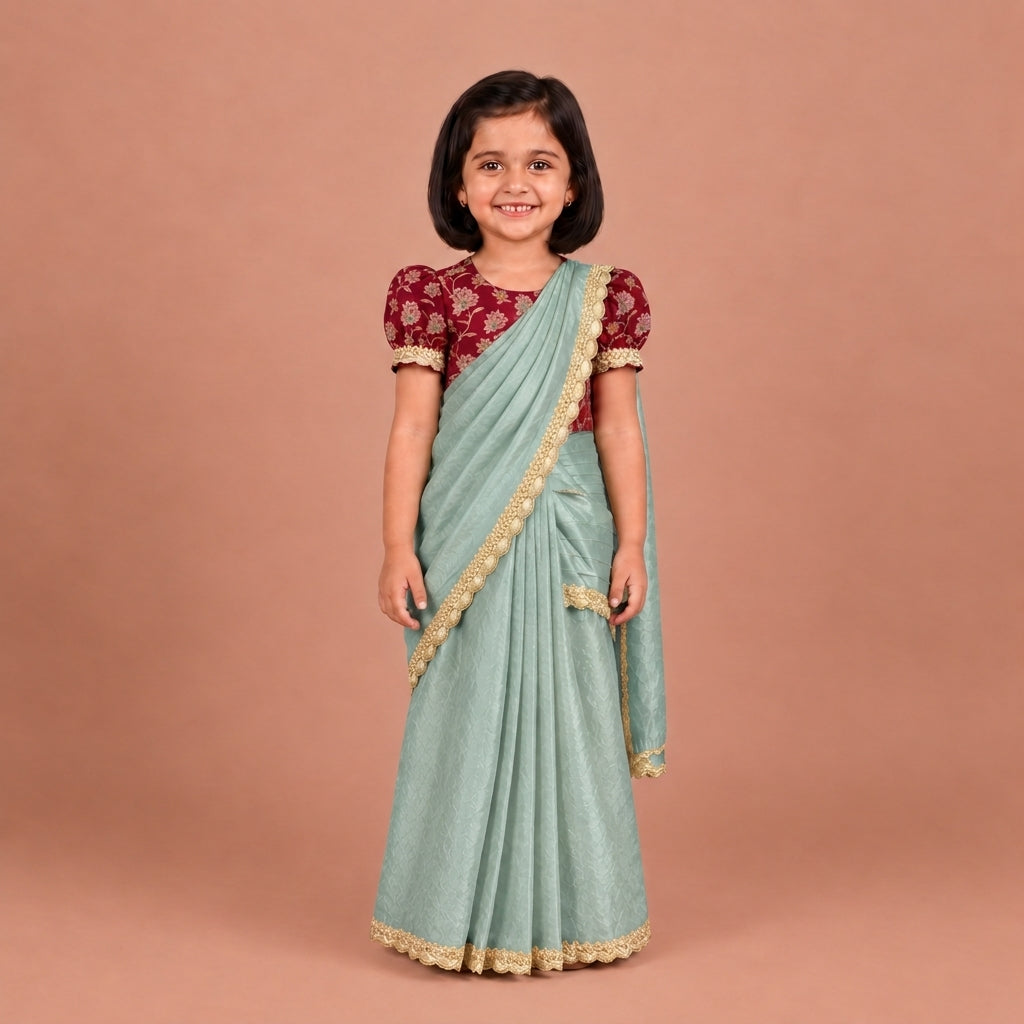 Nureh x Tyohaar | Moonlight Blue Shimmer Tissue Skirt Style Saree