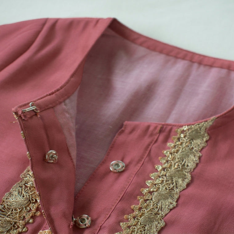 Afiya x Tyohaar | Rose Pink Solid Viscose Straight Kurta & Pant Set