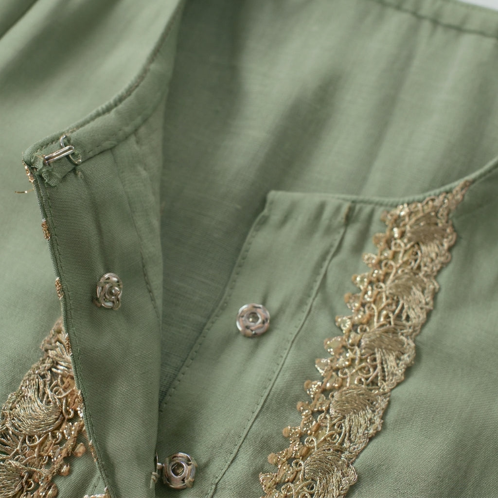 Afiya x Tyohaar | Mint Green Solid Viscose Straight Kurta & Pant Set
