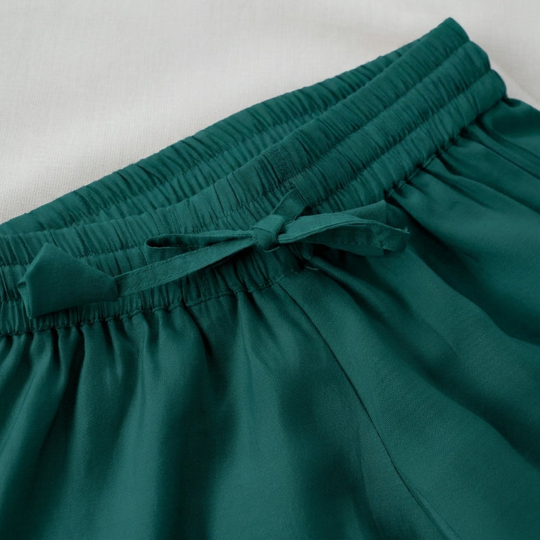 Afiya x Tyohaar | Peacock Green Solid Viscose Straight Kurta & Pant Set