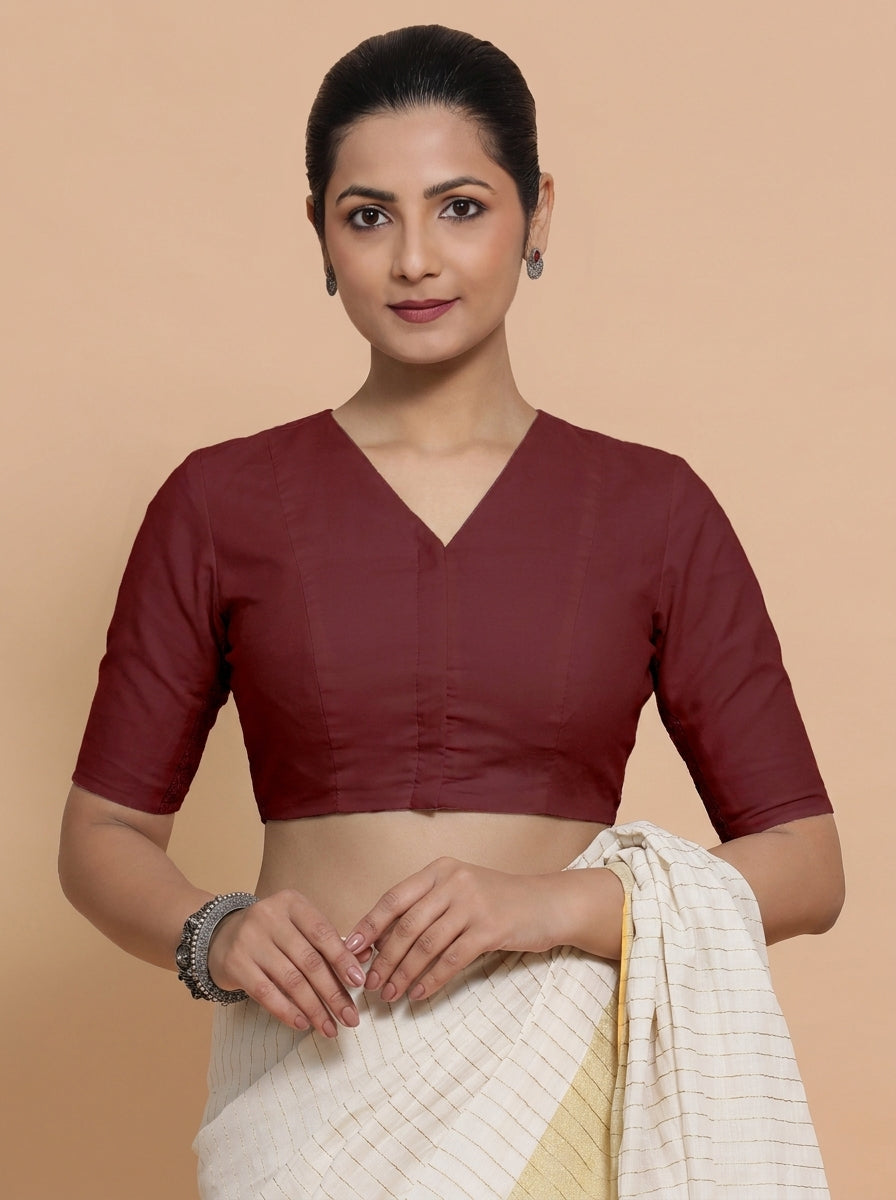 Ramona Reversible Duet | Red Mango × Royal Maroon Cotton Saree Blouse