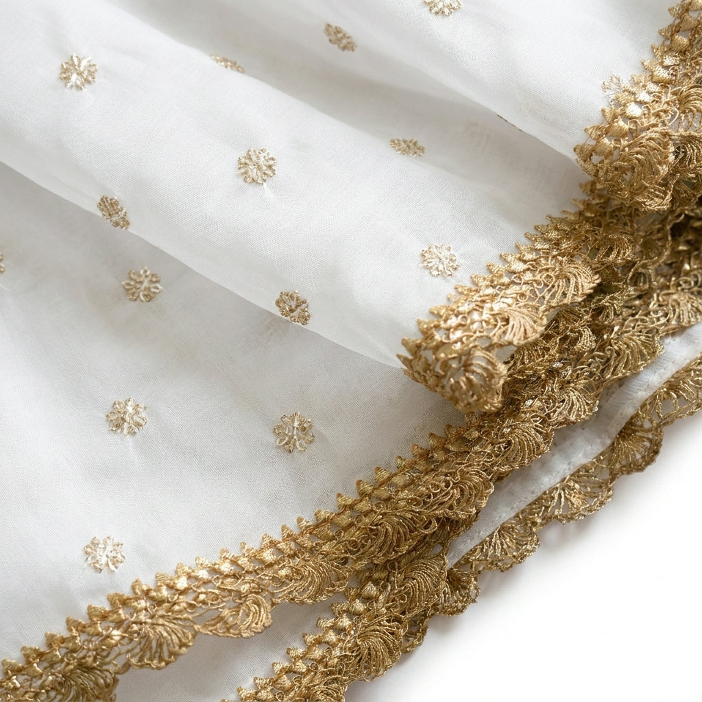 Gilheri x Tyohaar | Powder Blue & White Chandheri-Organza Ruffle Sleeve Lehenga Set