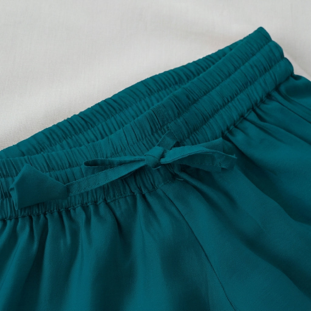 Afiya x Tyohaar | Crystal Teal Solid Viscose Straight Kurta & Pant Set