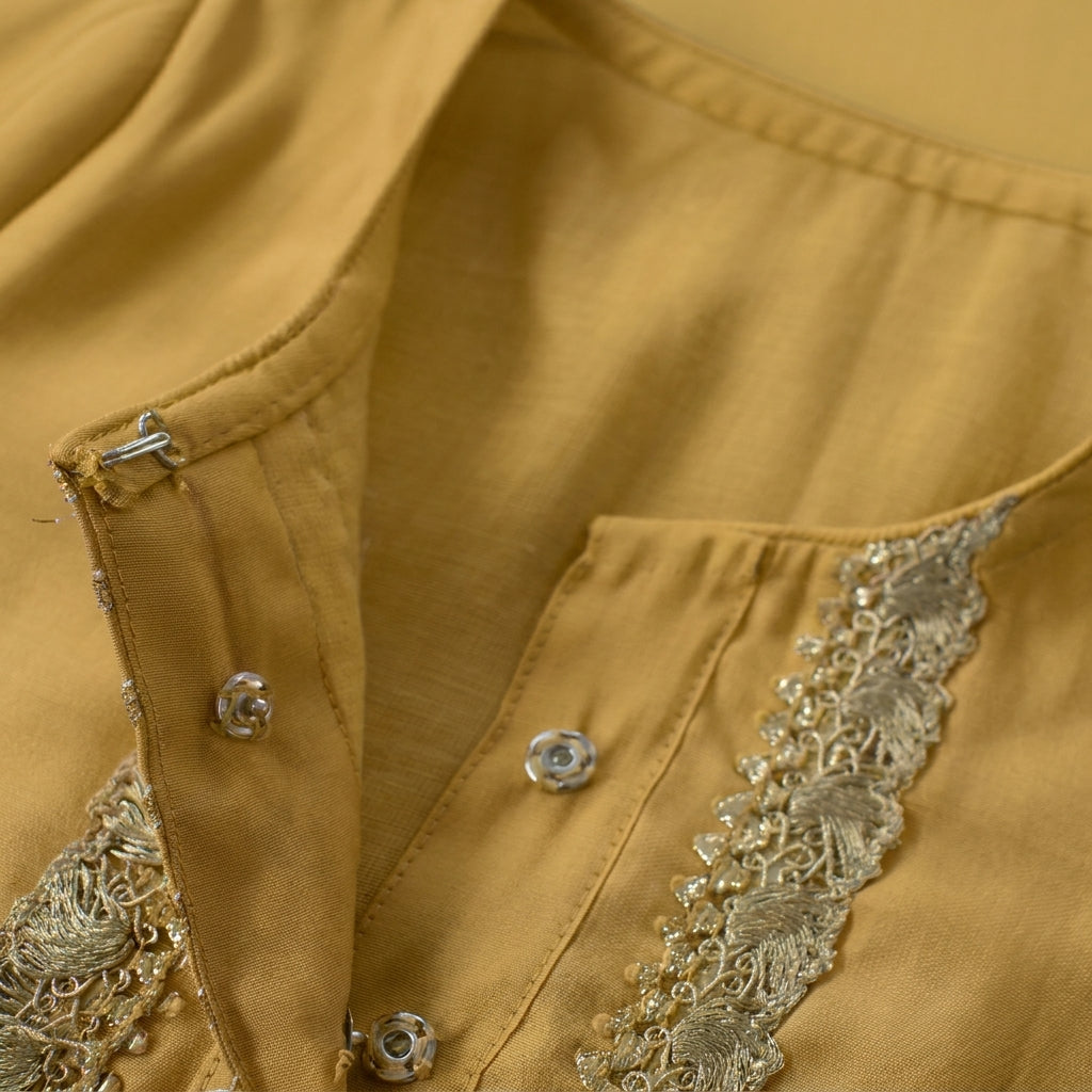 Afiya x Tyohaar | Dijon Mustard Solid Viscose Straight Kurta & Pant Set