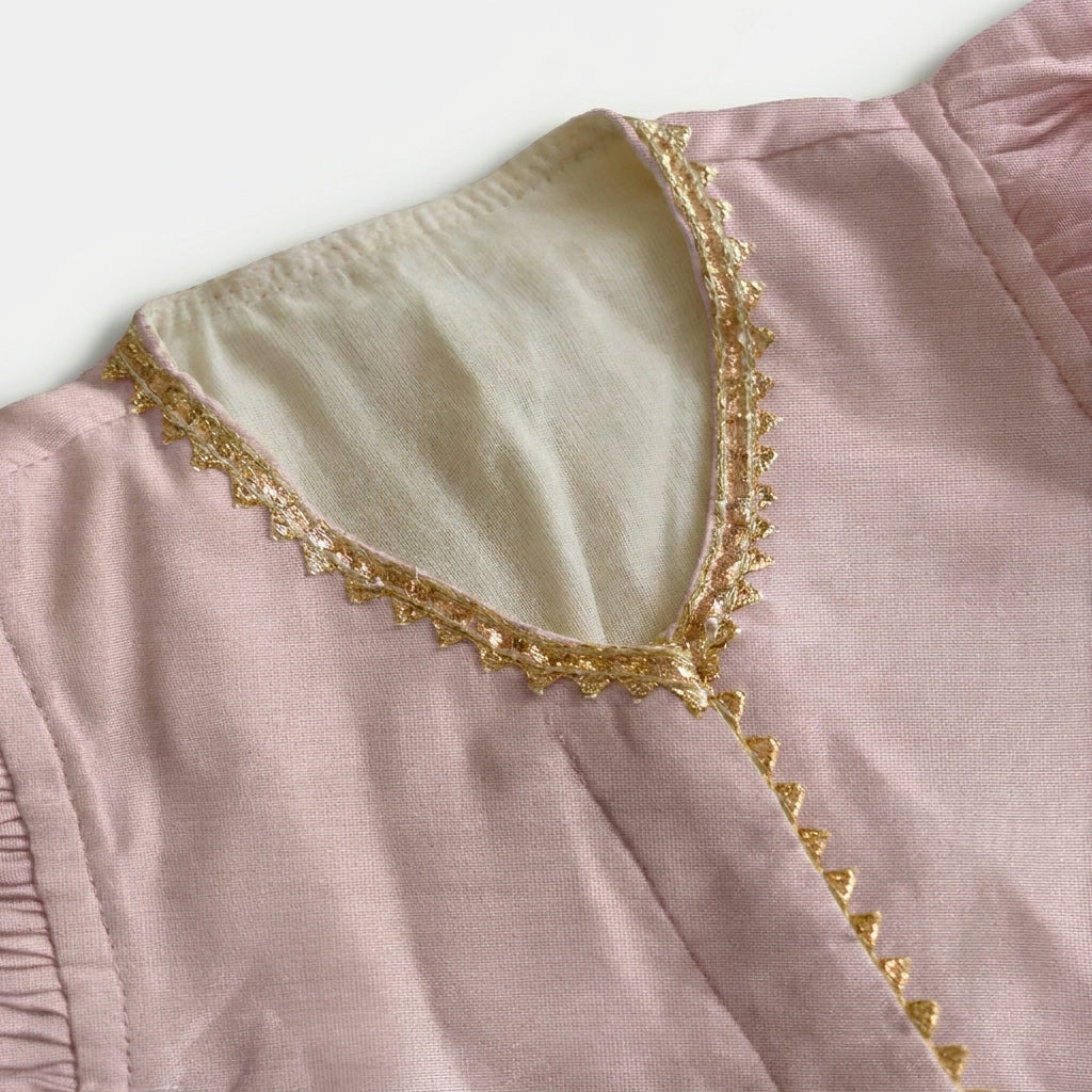 Gilheri x Tyohaar | Lavender & White Chandheri-Organza Ruffle Sleeve Lehenga Set