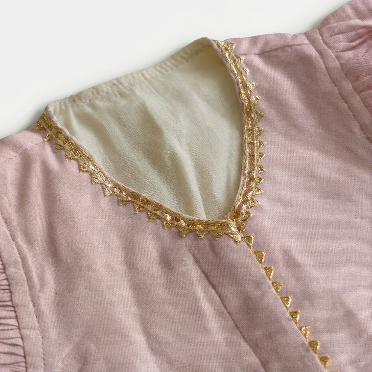 Gilheri x Tyohaar | Lavender & White Chandheri-Organza Ruffle Sleeve Lehenga Set