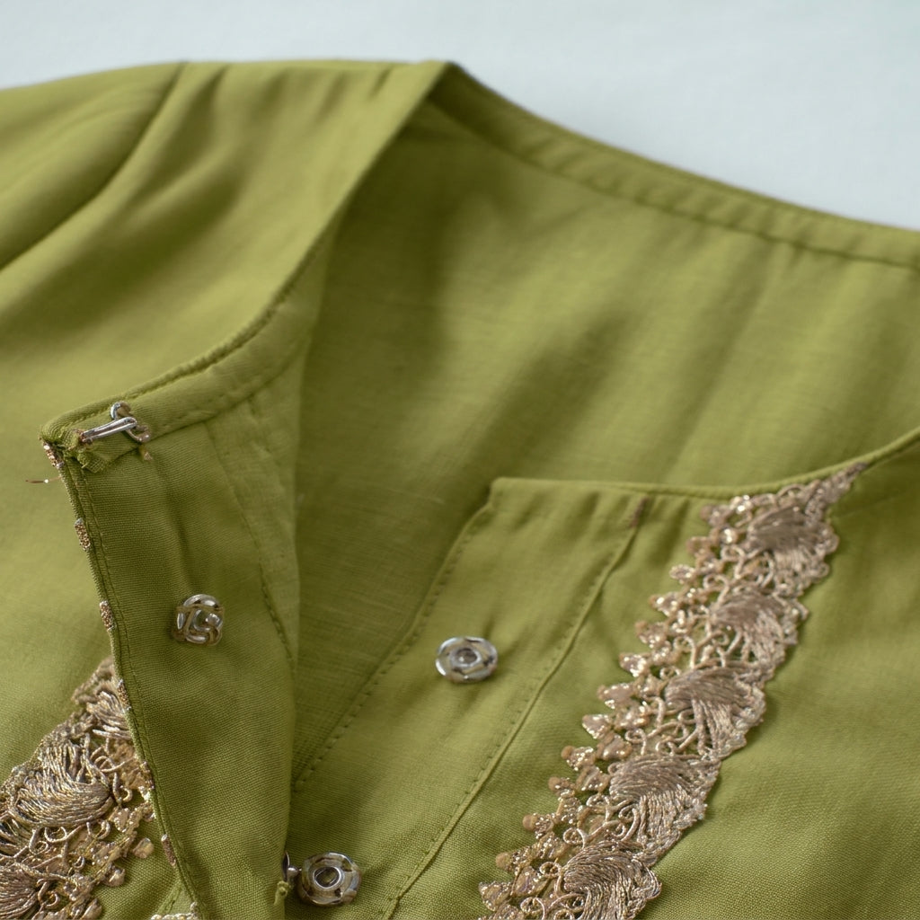 Afiya x Tyohaar | Pista Green Solid Viscose Straight Kurta & Pant Set