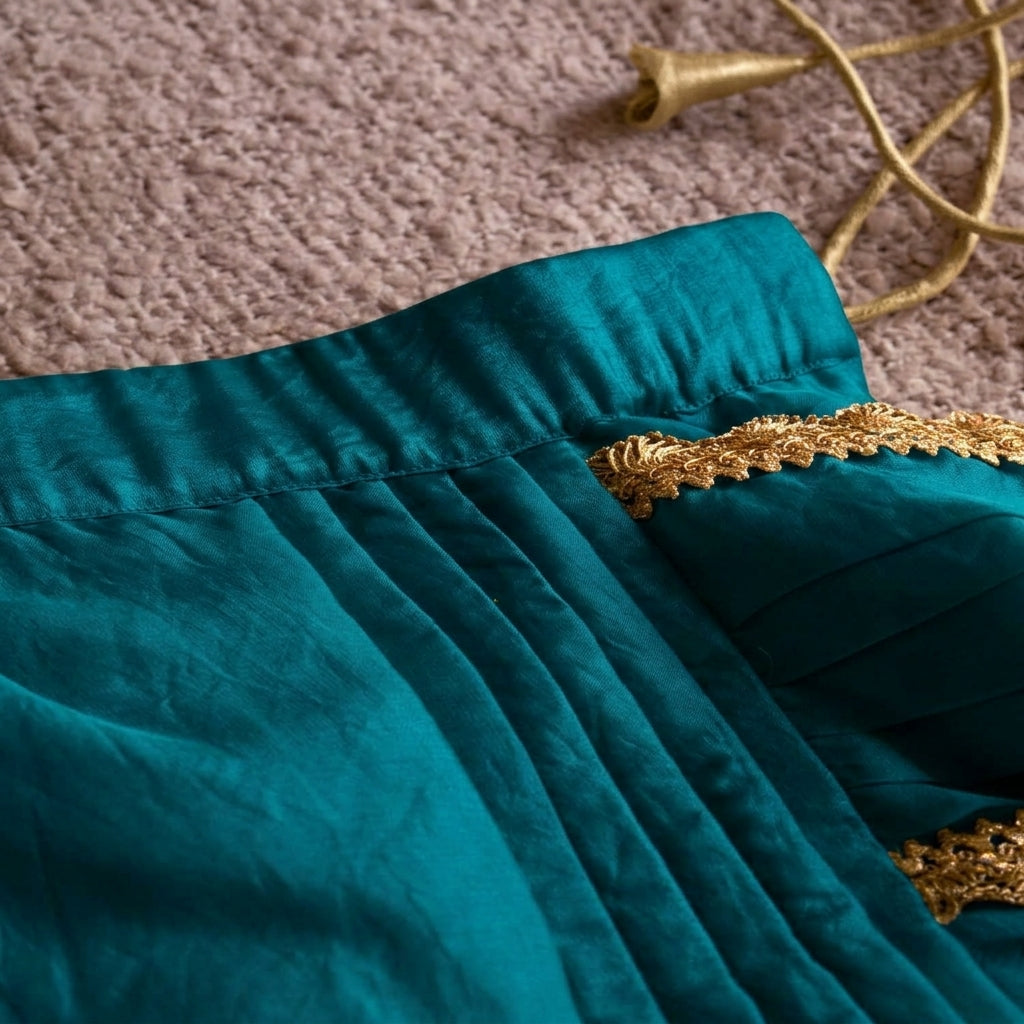Nureh x Tyohaar | Crystal Blue Shimmer Tissue Skirt Style Saree
