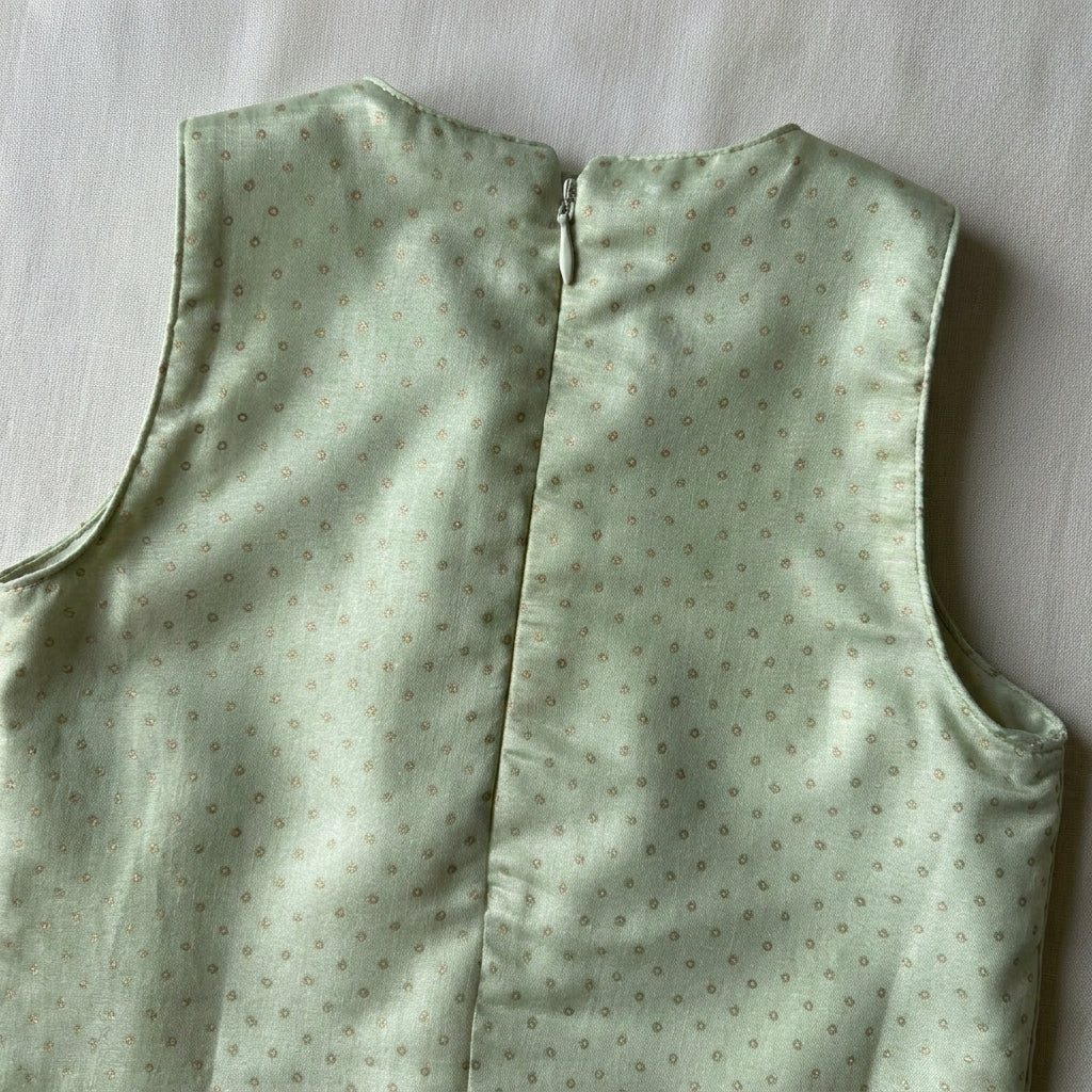 Kitty x Tyohaar | Light Green Foil Chandheri Tent Style Kurta & Flared Pant Set