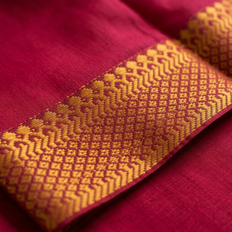 Gungun x Tyohaar | Chilli Red Mangalgiri Cotton Ready-To-Wear Saree