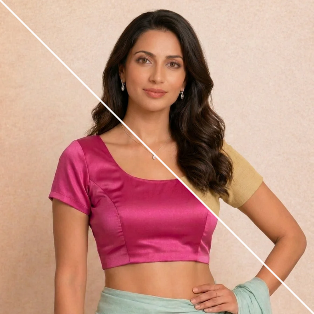 Dohra | Duet Reversible StretchFit Blouse | Cerise Pink Satin Lycra + Mangoshake Yellow Rayon Lycra
