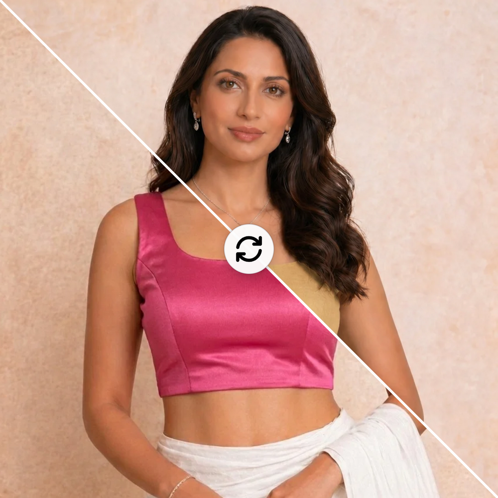 Mishka | Duet Reversible StretchFit Blouse | Cerise Pink Satin Lycra + Mangoshake Yellow Rayon Lycra
