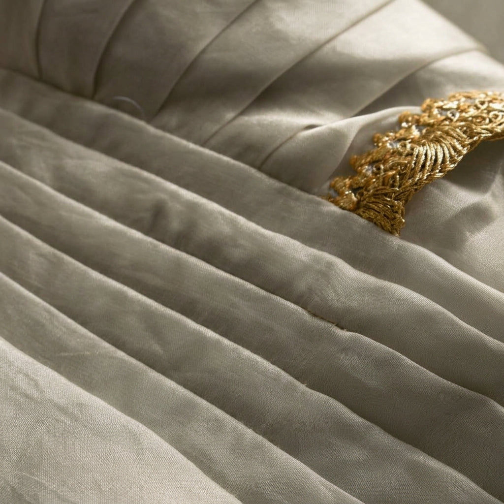 Nureh x Tyohaar | Silver Grey Shimmer Tissue Skirt Style Saree
