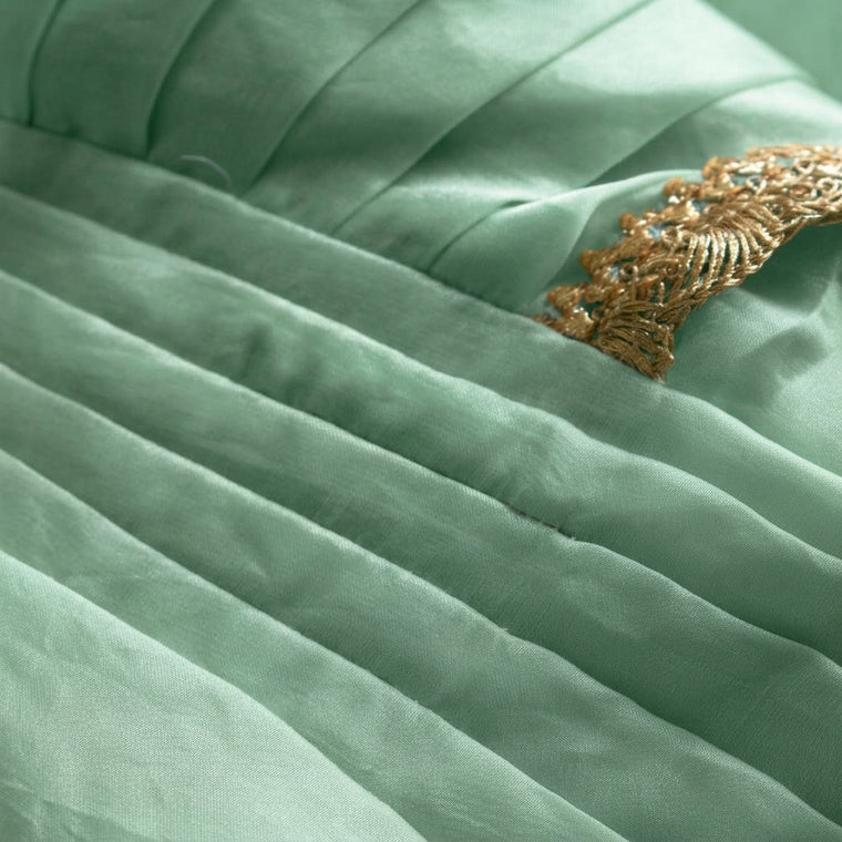 Nureh x Tyohaar | Aqua Sheen Shimmer Tissue Skirt Style Saree