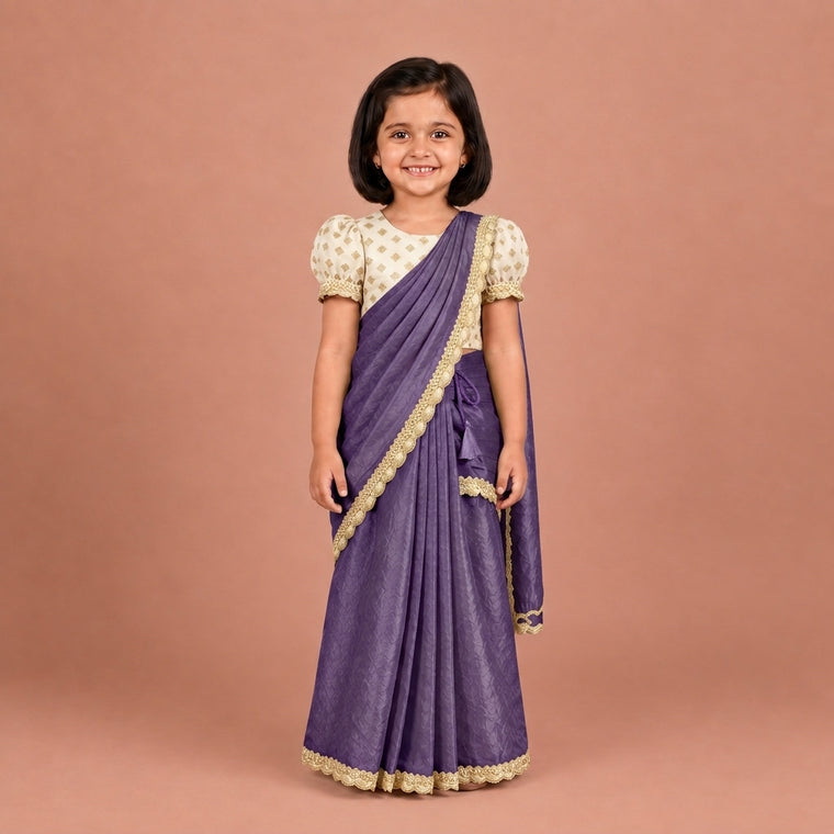 Nureh x Tyohaar | Blush Orchid Shimmer Tissue Skirt Style Saree