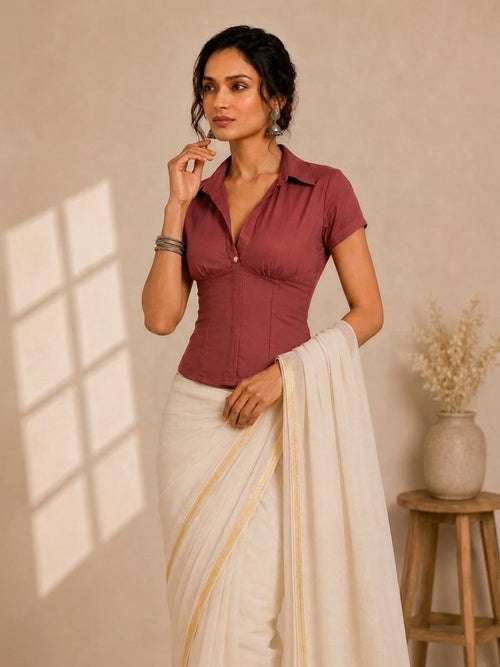 Advika | Short Sleeve Rose Pink viscose Cinchfit™ Corset Top