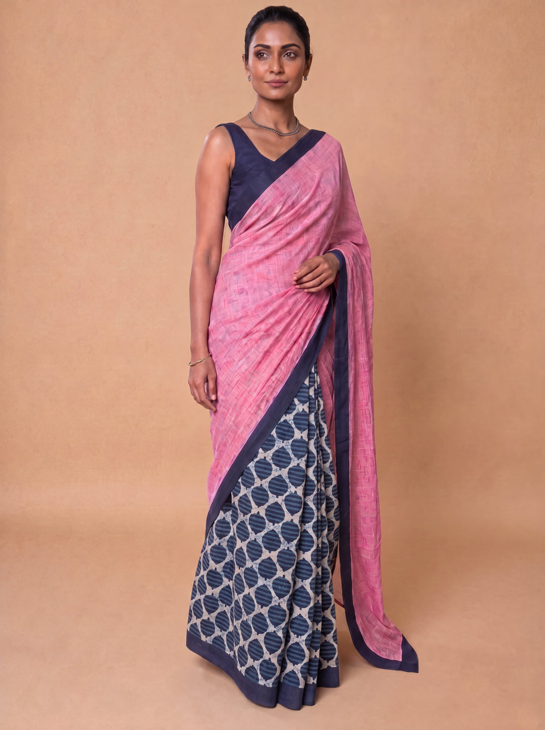 Mayuri Patchwork Blue Spade Mul Cotton DrapeFit™ Saree