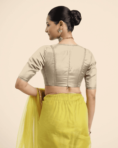  Zeenat x Tyohaar | Cream Saree Blouse w/ FlexiFit™ and Gota Lace_2